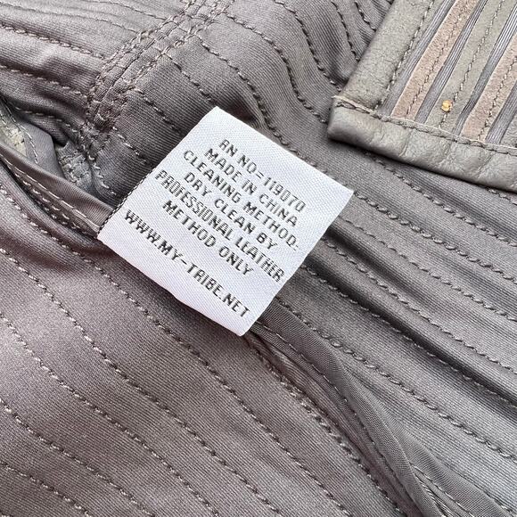 My Tribe Genuine Leather Stripes Cardigan Sz S - Picture 5 of 5